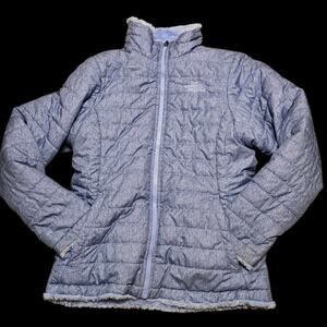 The North Face Girls Blue Reversible Mossbud Swirl Jacket., Size Large